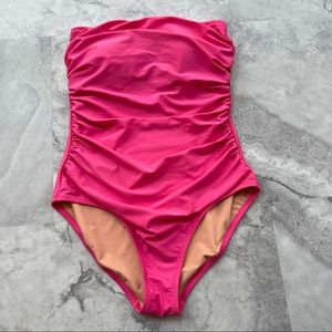 J. Crew Pink Strapless One Piece Swim Suit Size- Medium. No strap